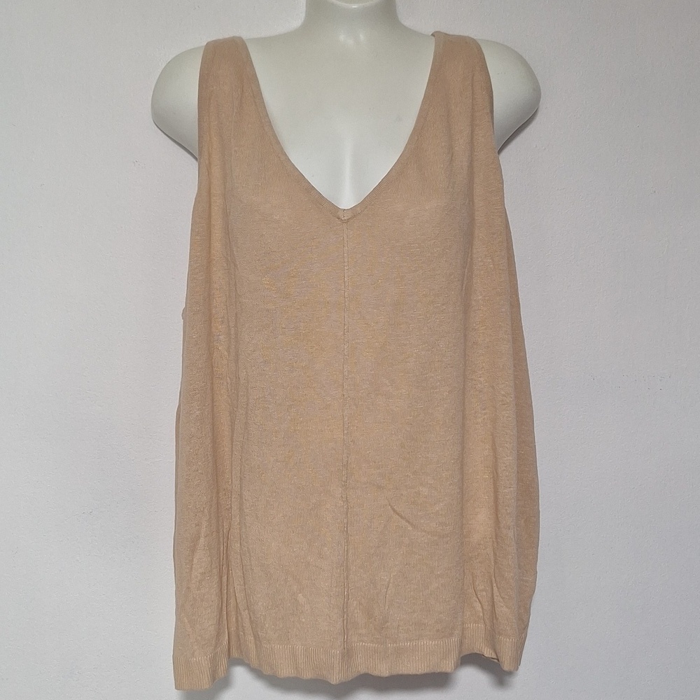 Lane Bryant Linen Sweater Tank Top Tan